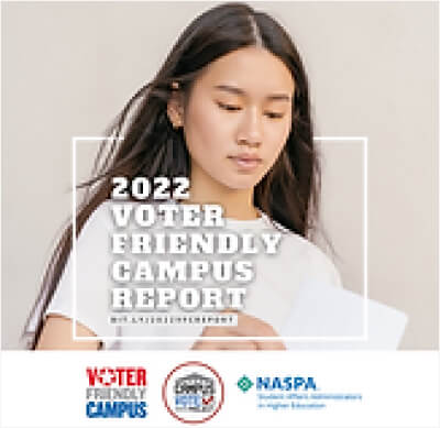 2020 report highlighting voter-friendly initiatives on campus aimed at increasing student participation in elections.